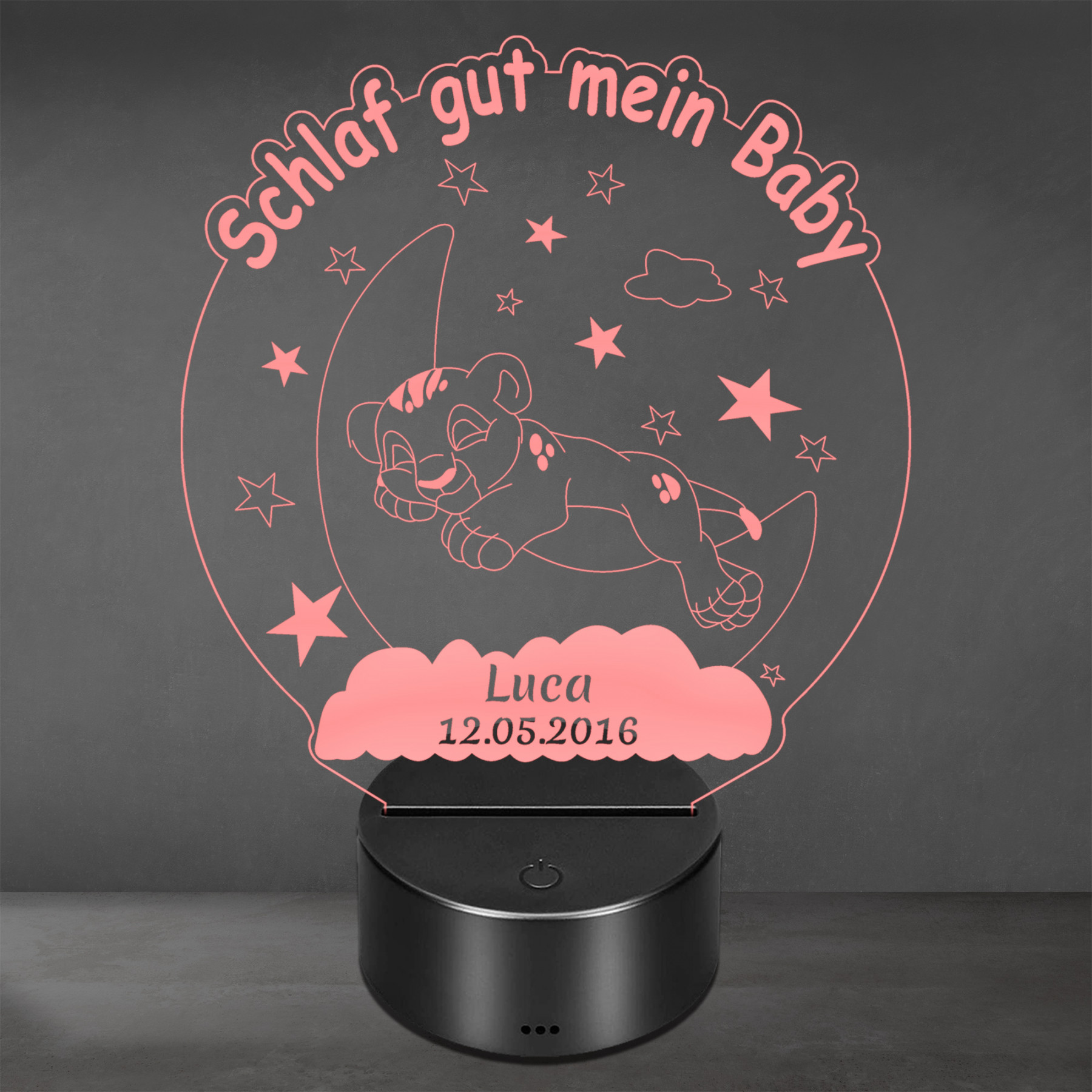 Acrylglas Aufsteller / Nachtlicht - The Lion sleeps