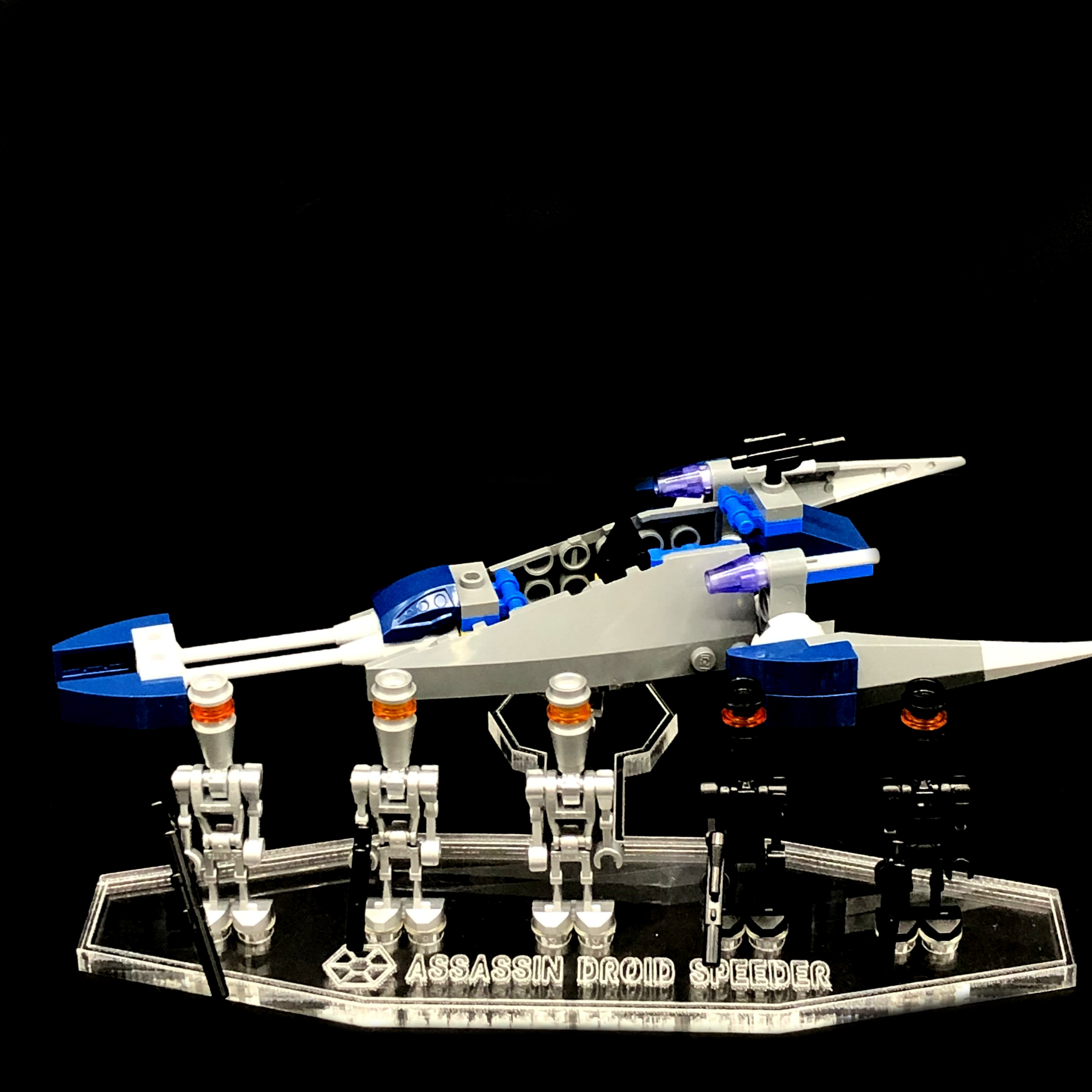 Acryl Deko Präsentation Standfuss LEGO Modell 8015 Assassin Droids Battle Pack