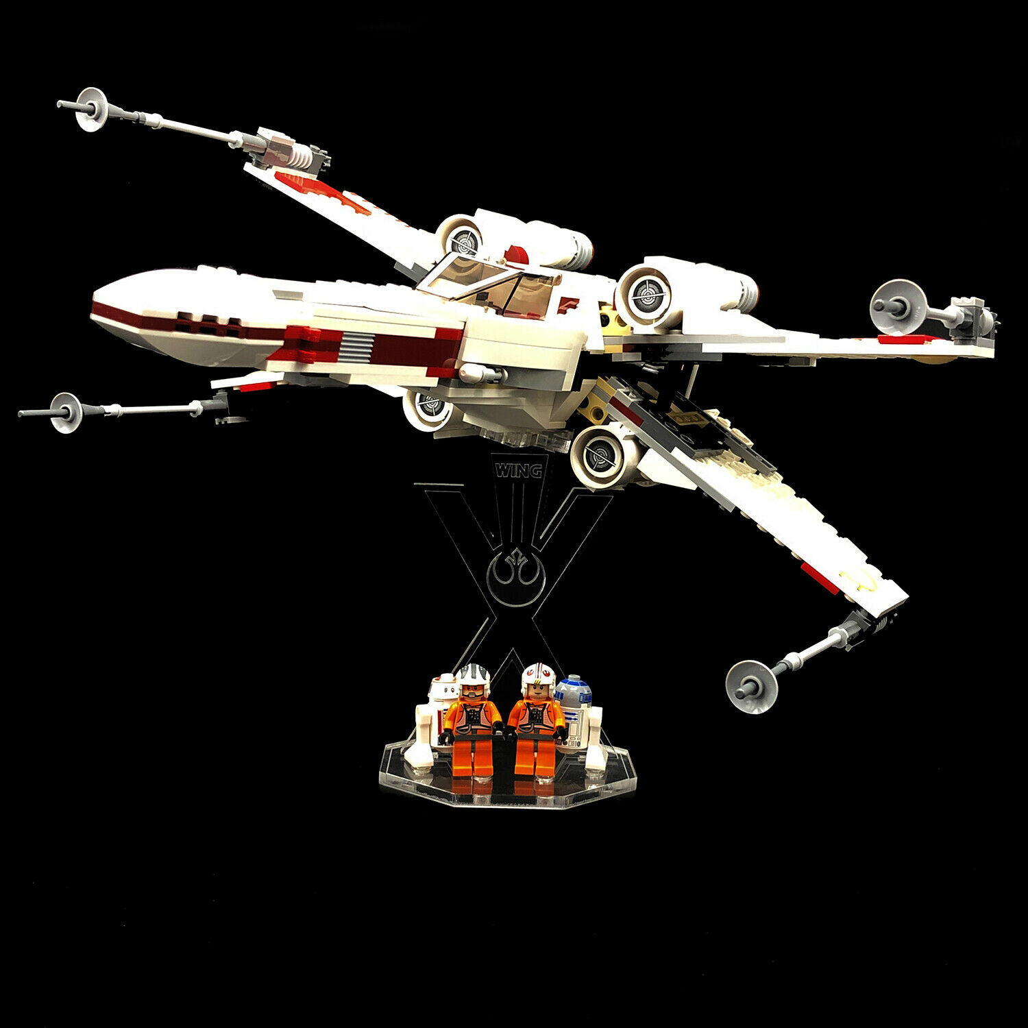 Acryl Deko Präsentation Standfuss LEGO Modell  9493  X-Wing Starfighter